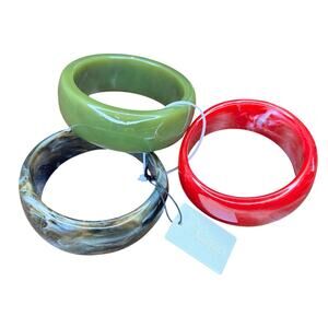 Natasha Couture Marbled Acrylic Resin Style Wide Chunky Bangle Bracelets swirl